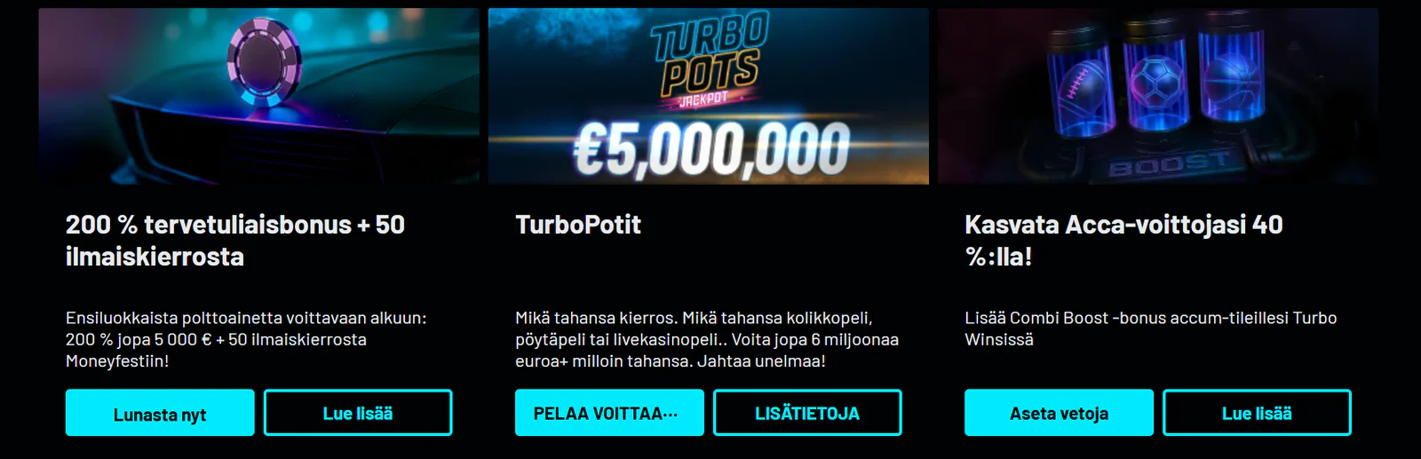 Bonukset ja tarjoukset, joista pidän TurboWinsilla