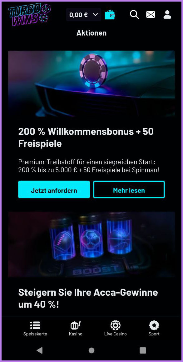 Bonusangebote und Aktionen im TurboWins Casino
