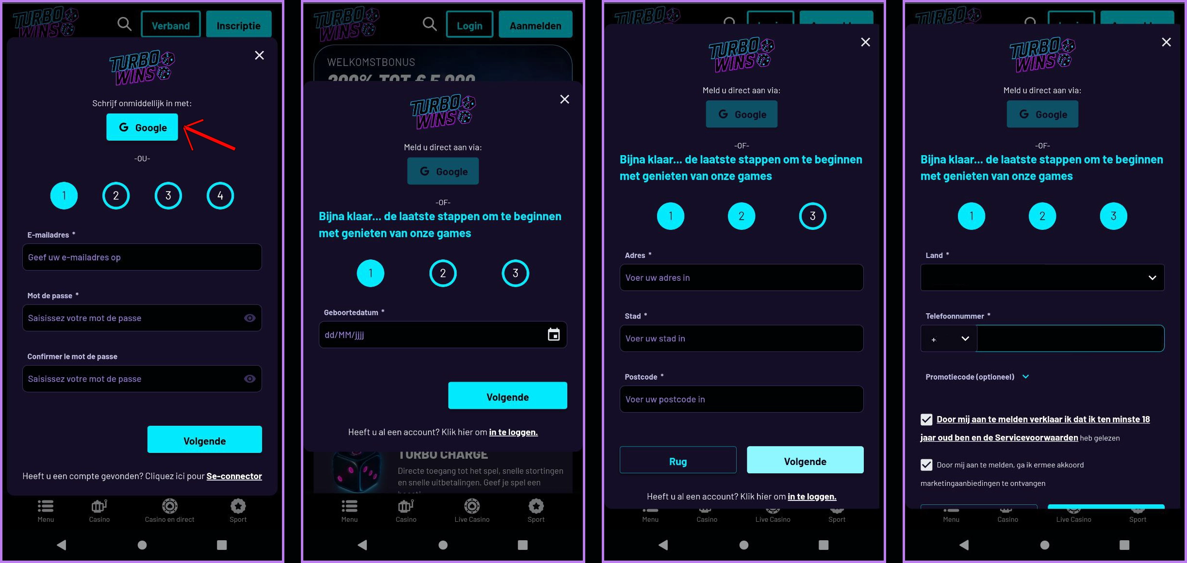 Snelle registratie voor nieuwe spelers bij TurboWins