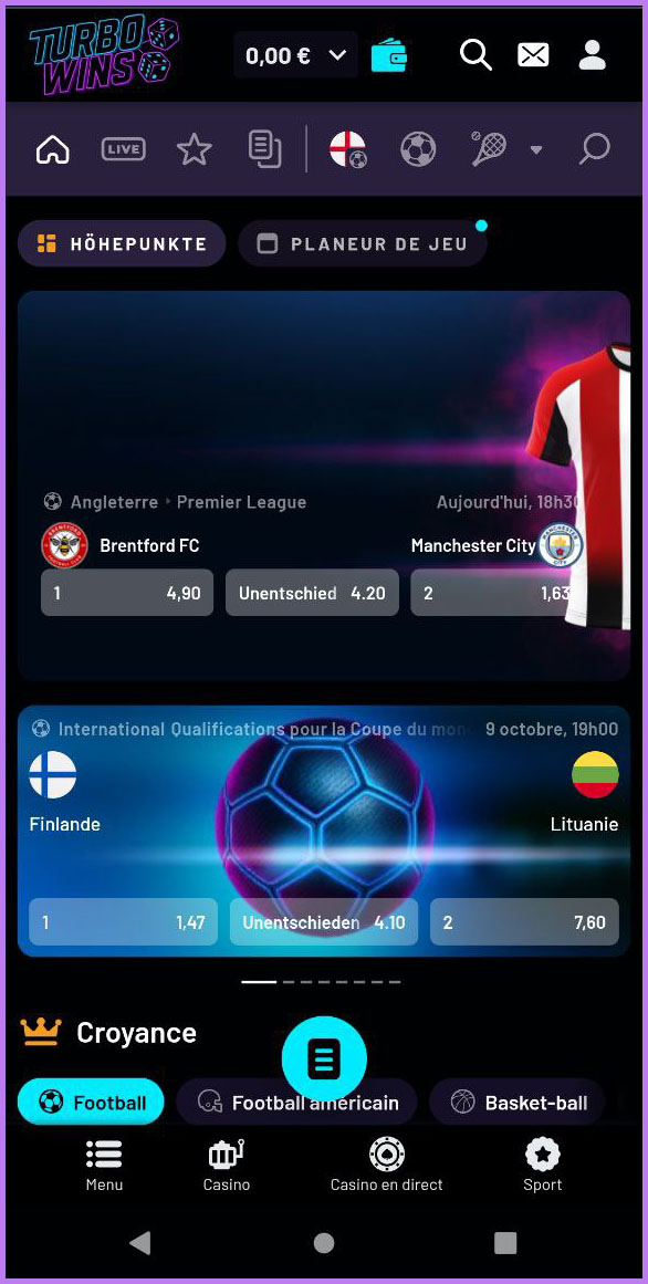 Placez facilement vos paris sportifs avant le match chez TurboWins