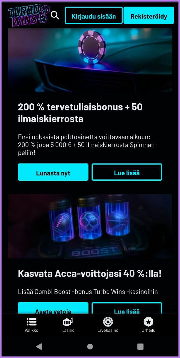 Bonus uusille pelaajille TurboWins -kasinolla