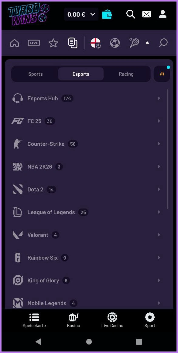 Live-E-Sport-Events bei TurboWins